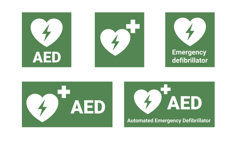 AED stickers hangen in de buurt